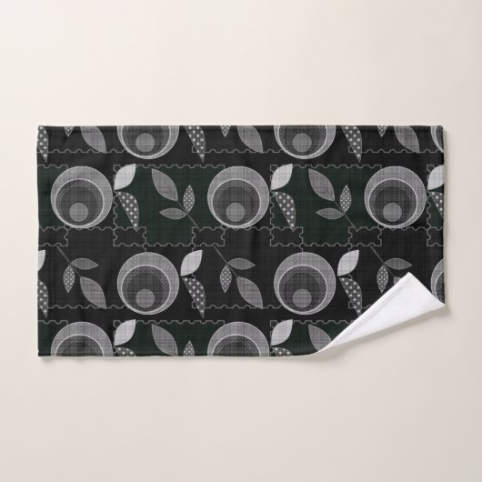 Abstracte moderne monochrome appelbladeren zwart g bad handdoek (Handdoek)