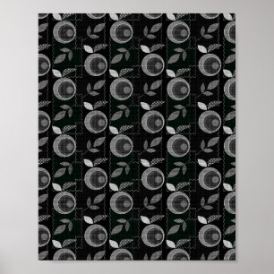 Abstracte moderne monochrome appelbladeren zwart g poster