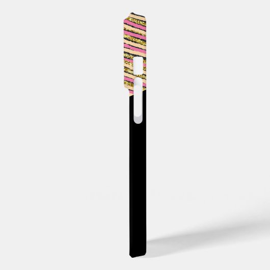 Abstracte moderne monogram goudroze strepen Case-Mate iPhone case (Achterkant / Links)