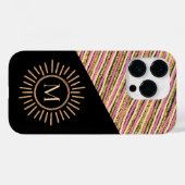 Abstracte moderne monogram goudroze strepen Case-Mate iPhone case (Achterkant (horizontaal))