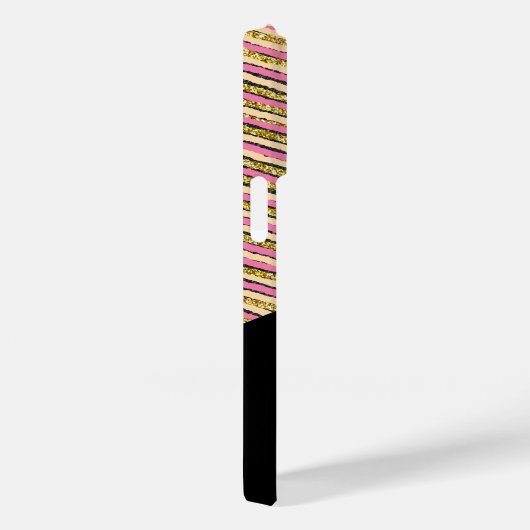 Abstracte moderne monogram goudroze strepen Case-Mate iPhone case (Achterkant / Rechts)