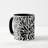 Abstracte moderne naadloze monochrome bloemige sti mok (Voorkant links)