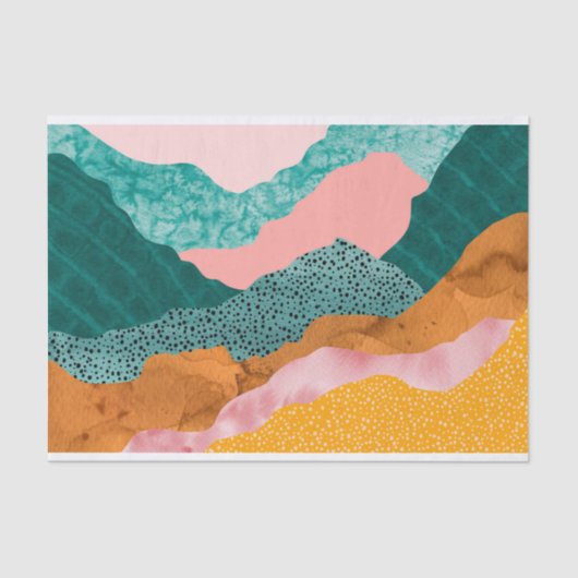 Abstracte, moderne, opgesplitste golven tissuepapier (Voorkant)