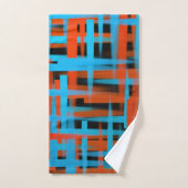 Abstracte moderne Oranje blauwe penseelstreken Bad Handdoek (Handdoek)
