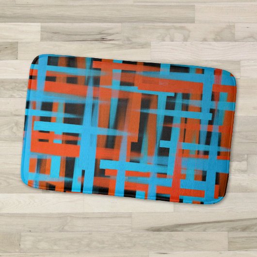 Abstracte moderne Oranje blauwe penseelstreken Badmat