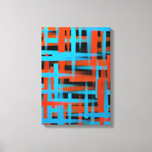 Abstracte moderne Oranje blauwe penseelstreken Canvas Afdruk