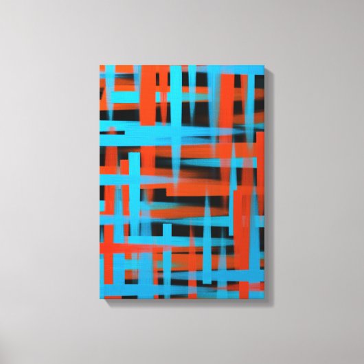 Abstracte moderne Oranje blauwe penseelstreken Canvas Afdruk (Voorkant)