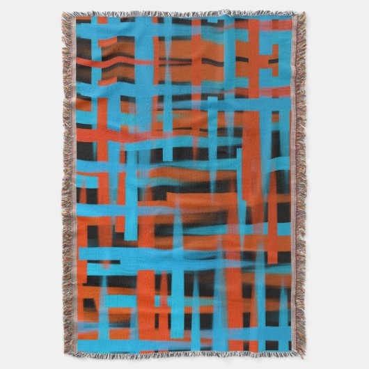 Abstracte moderne Oranje blauwe penseelstreken Deken (Voorkant Verticaal)