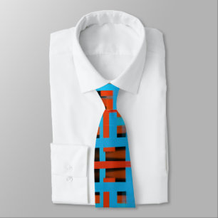 Abstracte moderne Oranje blauwe penseelstreken Stropdas