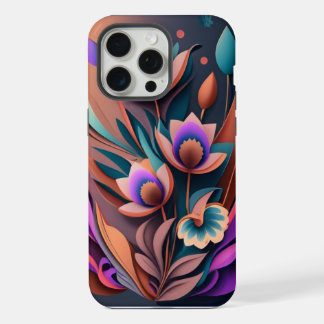 Abstracte Moderne Paarse Khaki Grijze Fractale Blo iPhone 15 Pro Max Case
