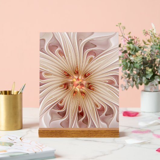 Abstracte moderne perzik pastel bloem fractal kuns acryl bord (Huwelijk)