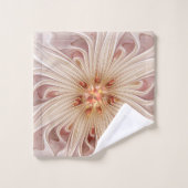 Abstracte moderne perzik pastel bloem fractal kuns bad handdoek (Wasdoekje)