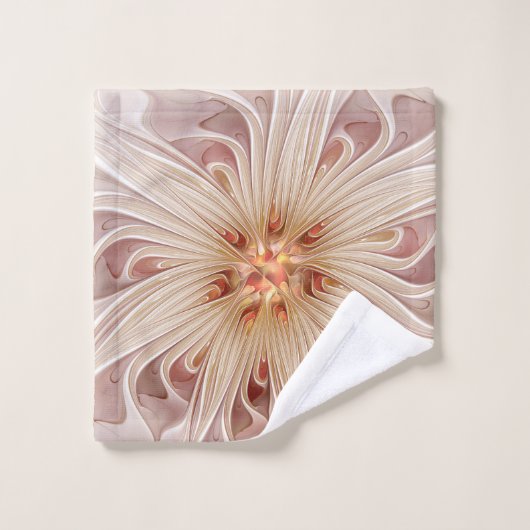 Abstracte moderne perzik pastel bloem fractal kuns bad handdoek (Wasdoekje)