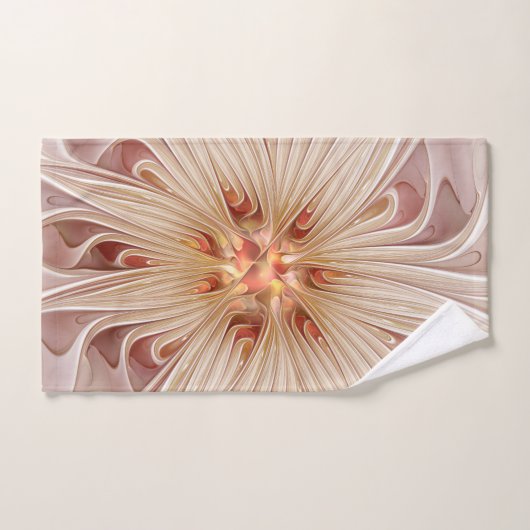 Abstracte moderne perzik pastel bloem fractal kuns bad handdoek (Handdoek)