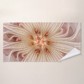 Abstracte moderne perzik pastel bloem fractal kuns badhanddoek (Badhanddoek)