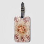 Abstracte moderne perzik pastel bloem fractal kuns bagagelabel (Voorkant (verticaal))