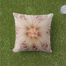Abstracte moderne perzik pastel bloem fractal kuns buitenkussen