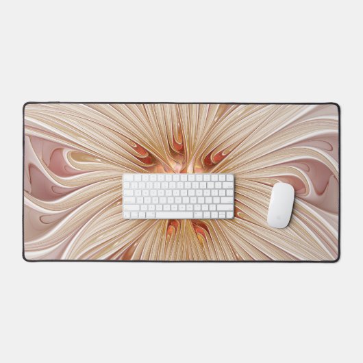 Abstracte moderne perzik pastel bloem fractal kuns bureaumat (Keyboard & Muis)