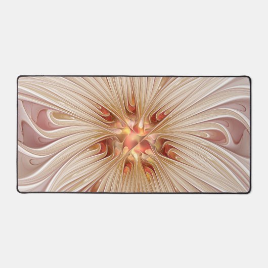 Abstracte moderne perzik pastel bloem fractal kuns bureaumat (Voorkant)