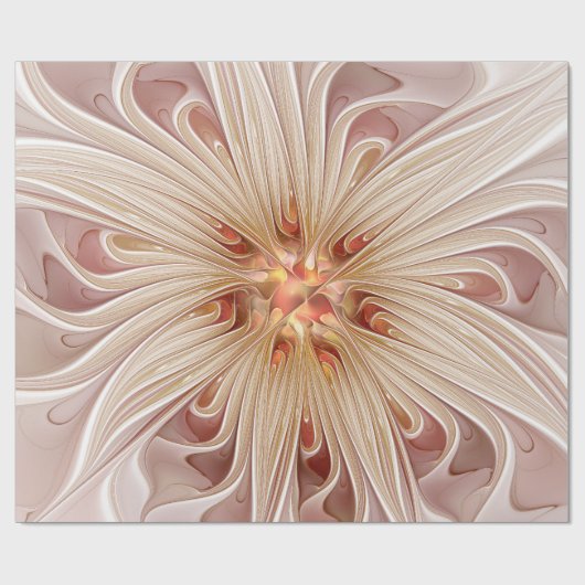Abstracte moderne perzik pastel bloem fractal kuns cadeaupapier (Vlak)