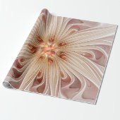 Abstracte moderne perzik pastel bloem fractal kuns cadeaupapier (Uitgerold)