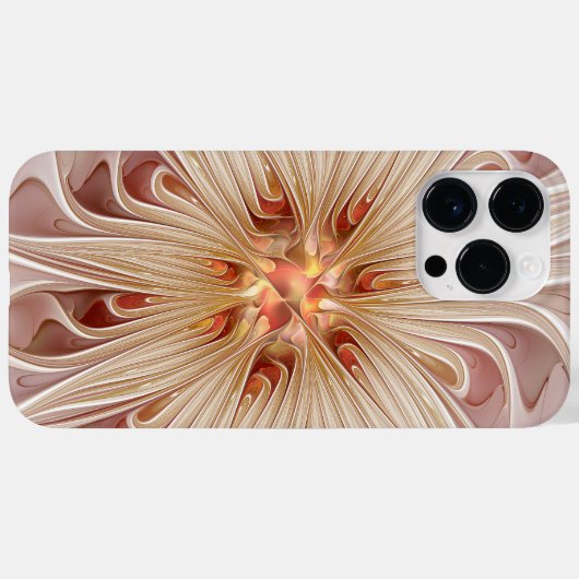 Abstracte moderne perzik pastel bloem fractal kuns Case-Mate iPhone case (Achterkant (horizontaal))