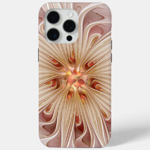 Abstracte moderne perzik pastel bloem fractal kuns iPhone 15 pro max hoesje