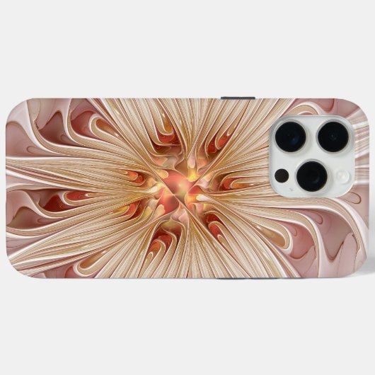 Abstracte moderne perzik pastel bloem fractal kuns Case-Mate iPhone case (Achterkant (horizontaal))