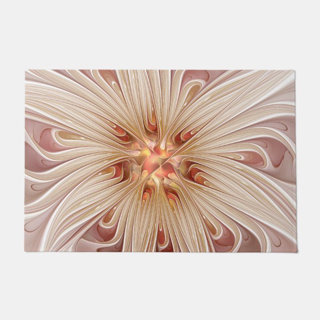 Abstracte moderne perzik pastel bloem fractal kuns deurmat (Voorkant)