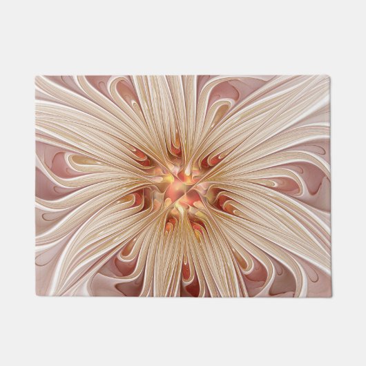 Abstracte moderne perzik pastel bloem fractal kuns deurmat (Voorkant)