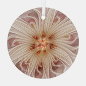 Abstracte moderne perzik pastel bloem fractal kuns glas ornament (Achterkant)