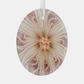 Abstracte moderne perzik pastel bloem fractal kuns glas ornament (Voorkant Rechts)