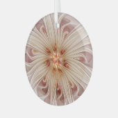 Abstracte moderne perzik pastel bloem fractal kuns glas ornament (Voorkant links)