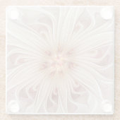 Abstracte moderne perzik pastel bloem fractal kuns glazen onderzetter (Achterkant)