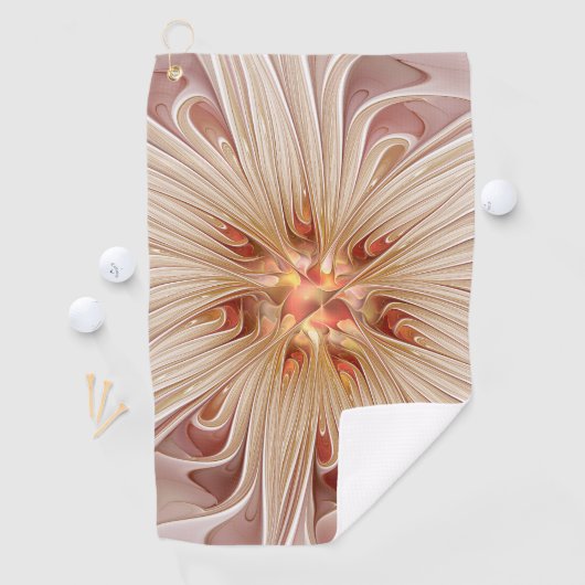 Abstracte moderne perzik pastel bloem fractal kuns golfhanddoek (Insitu)