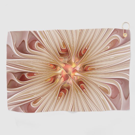 Abstracte moderne perzik pastel bloem fractal kuns golfhanddoek (Horizontaal)