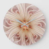 Abstracte moderne perzik pastel bloem fractal kuns grote klok (Voorkant)