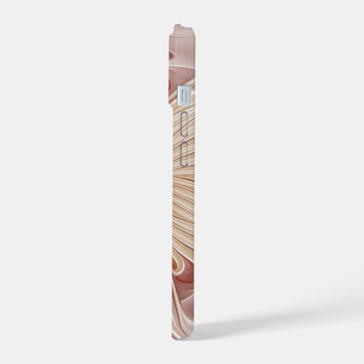 Abstracte moderne perzik pastel bloem fractal kuns iPhone 15 case (Linkerkant)