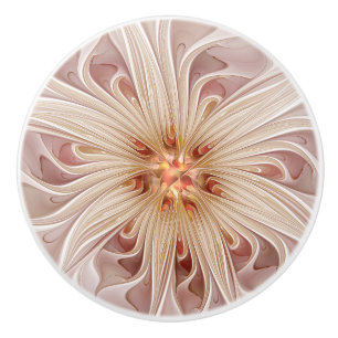 Abstracte moderne perzik pastel bloem fractal kuns keramische knop