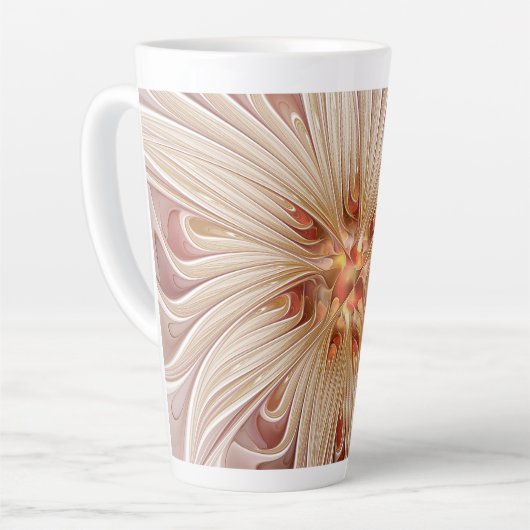 Abstracte moderne perzik pastel bloem fractal kuns latte mok (Linkerhoek)