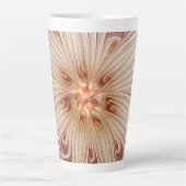 Abstracte moderne perzik pastel bloem fractal kuns latte mok (Voorkant)