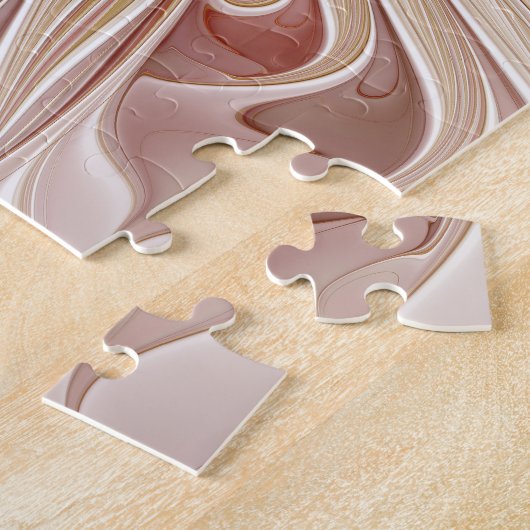 Abstracte moderne perzik pastel bloem fractal kuns legpuzzel (Zijkant)