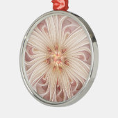 Abstracte moderne perzik pastel bloem fractal kuns metalen ornament (Links)