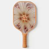 Abstracte moderne perzik pastel bloem fractal kuns pickleball paddle (Voorkant)