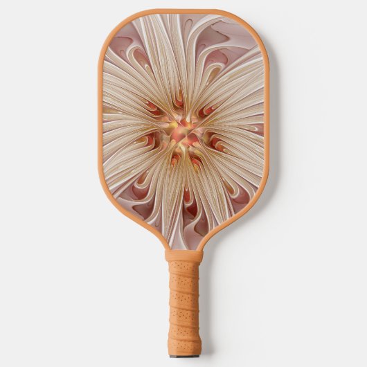 Abstracte moderne perzik pastel bloem fractal kuns pickleball paddle (Voorkant)