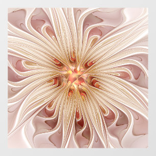 Abstracte moderne perzik pastel bloem fractal kuns raamsticker