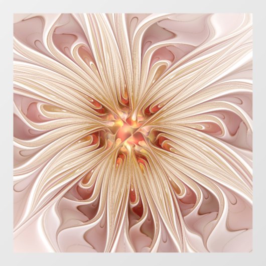 Abstracte moderne perzik pastel bloem fractal kuns raamsticker (Vel)