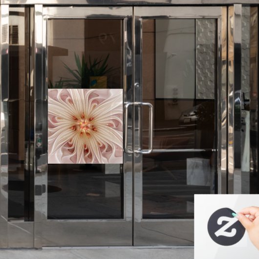 Abstracte moderne perzik pastel bloem fractal kuns raamsticker (Kantoordeur)