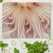 Abstracte moderne perzik pastel bloem fractal kuns theedoek (Gevouwen)