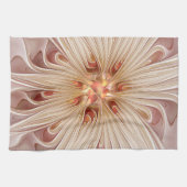 Abstracte moderne perzik pastel bloem fractal kuns theedoek (Horizontaal)